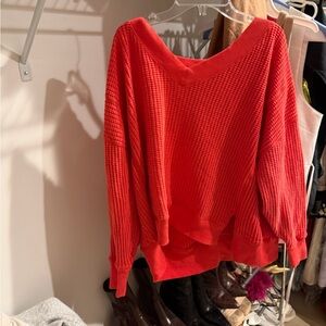 American Eagle Outfitters Off-the-Shoulder Red Sweater